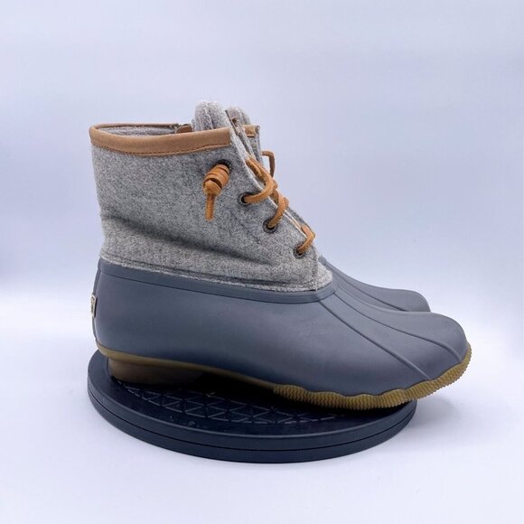Sperry Top-Sider Saltwater boots Wool Embossed Duck Boot Gray women's size 7.5 - Picture 2 of 10